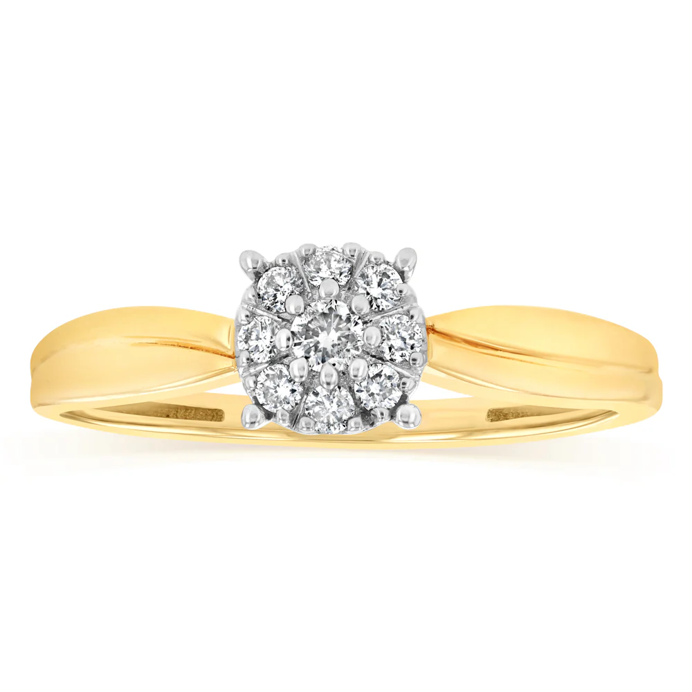 0.13 Carat Diamond Ring in 9ct Yellow Gold