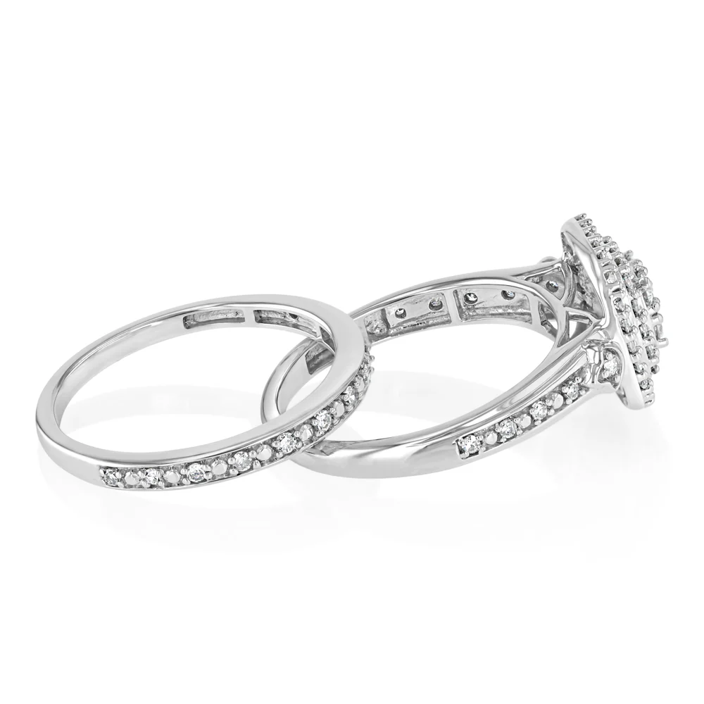 0.65 Carat Diamond 2-Ring Bridal Set in 9ct White Gold - Image 2