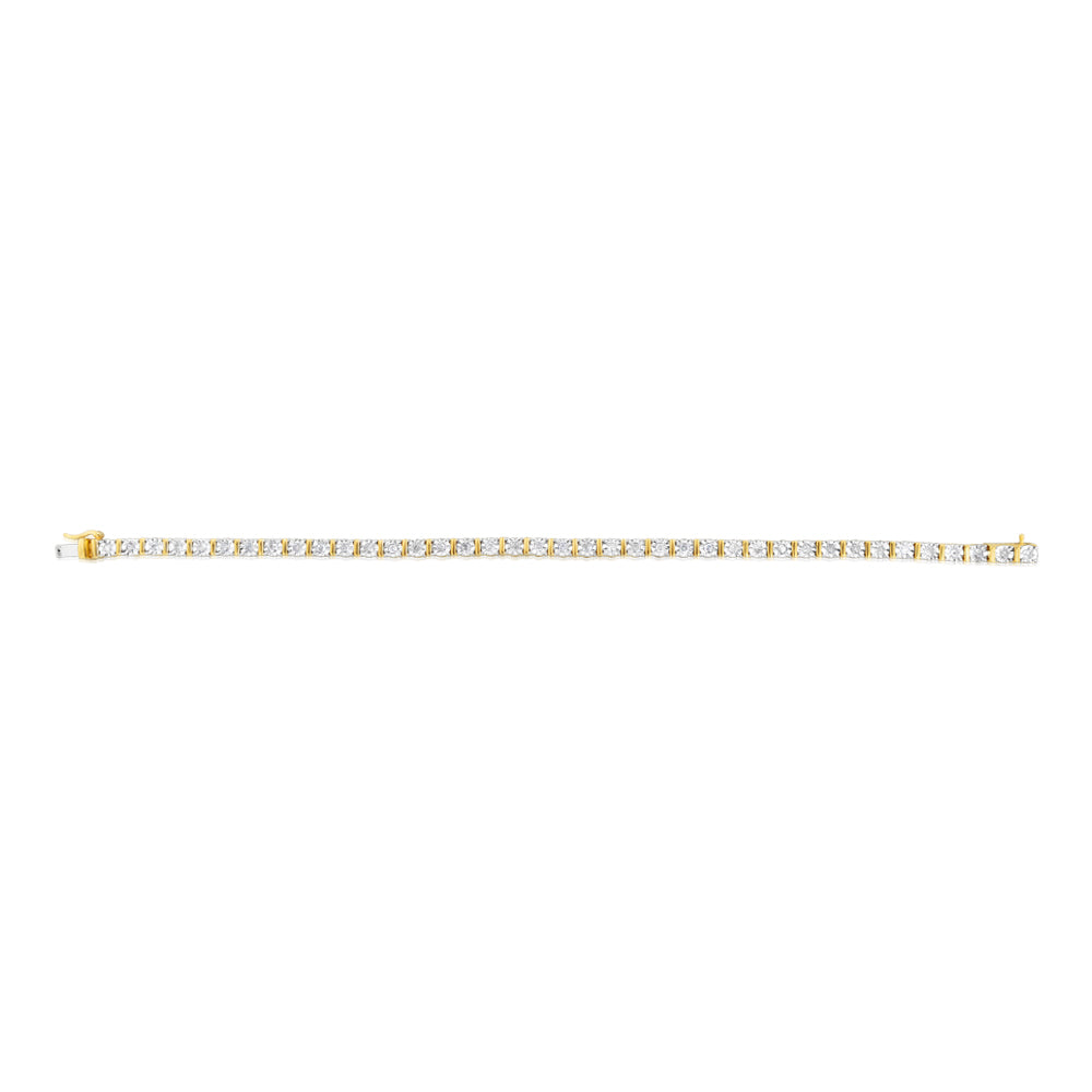 0.95 Carat Diamond Tennis 18.5cm Bracelet in Gold Plated Silver - Image 2