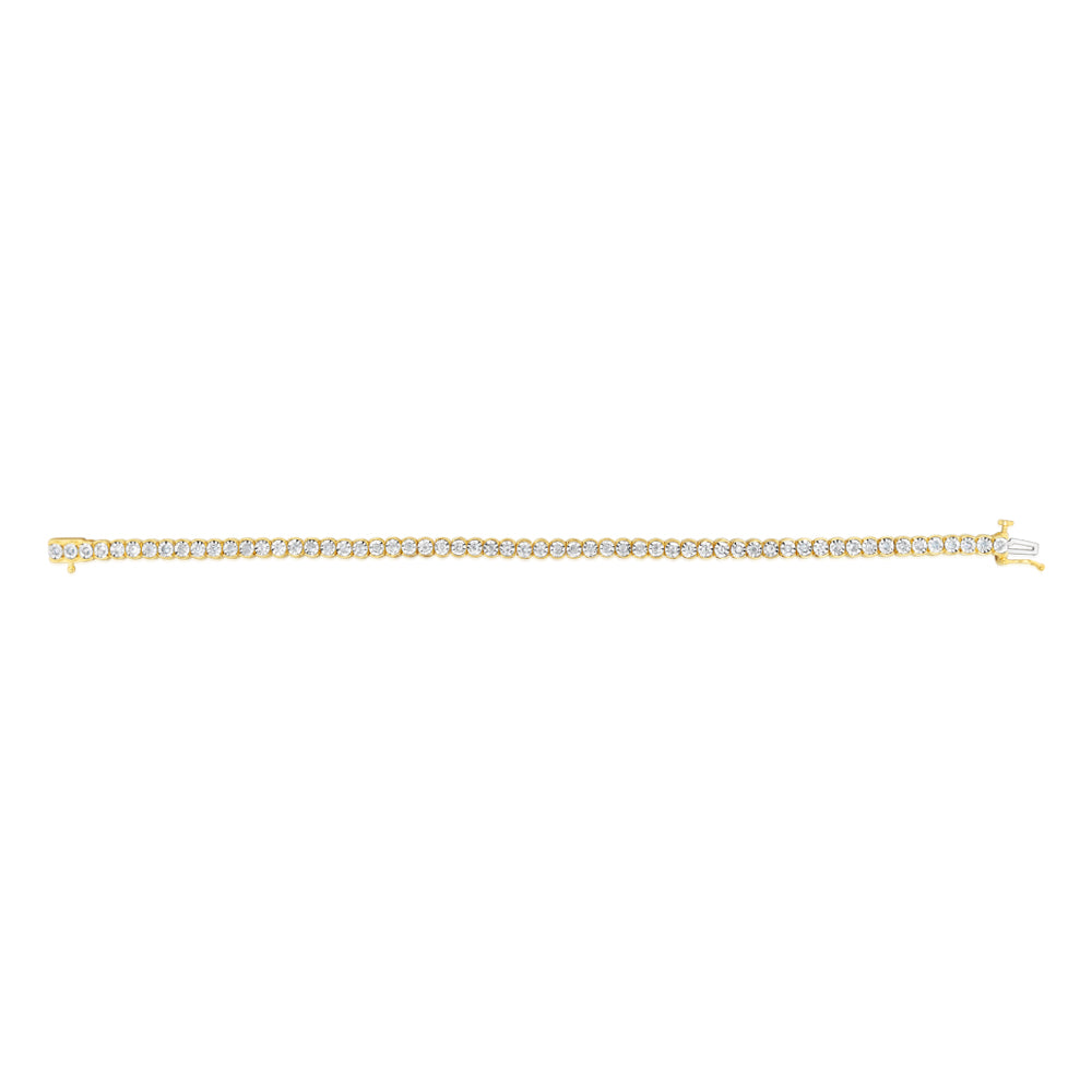 0.95 Carat Diamond Tennis 19cm  Bracelet in Gold Plated Silver - Image 2