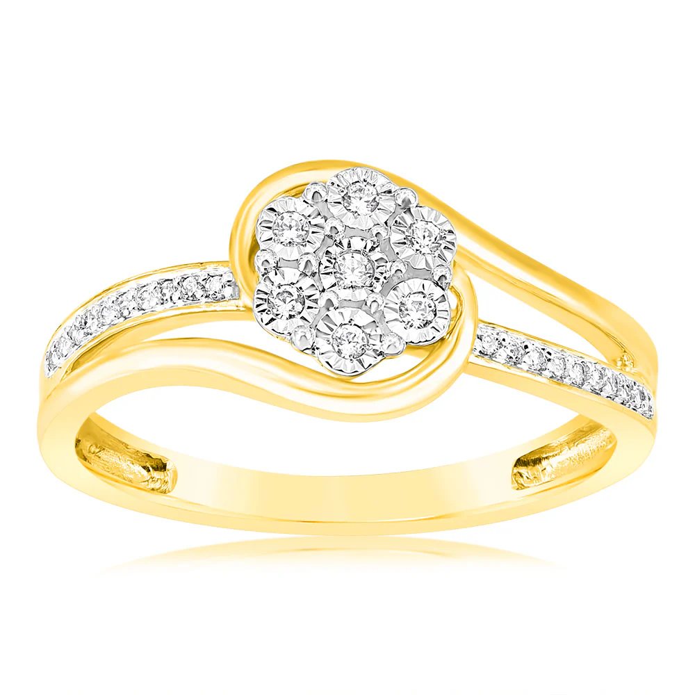 1/10 Carat Diamond Dress Ring in 9ct Yellow Gold