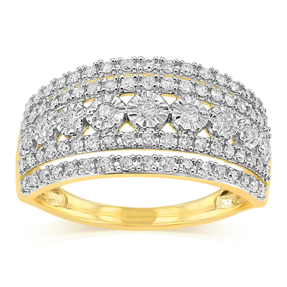 1/2 Carat Diamond Dress Ring in 9ct Yellow Gold