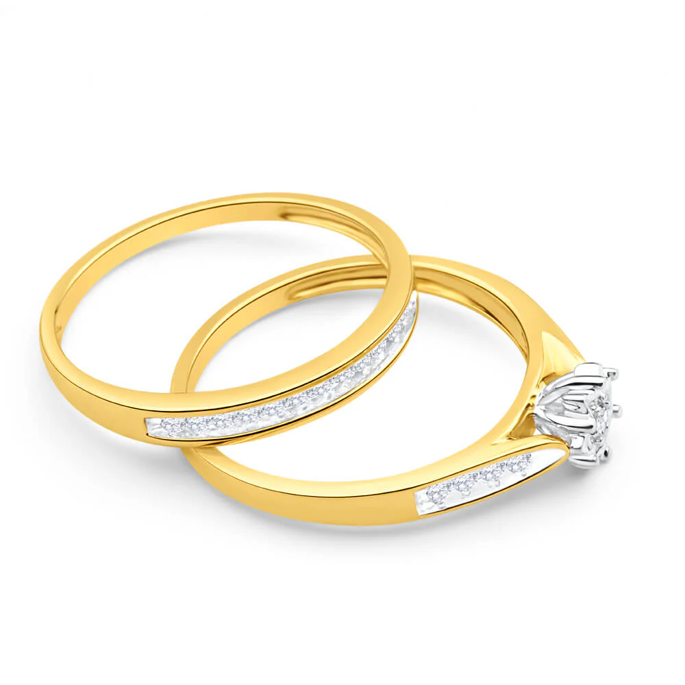 1/4 Carat Diamond Bridal Set Ring in 9ct Yellow Gold - Image 2