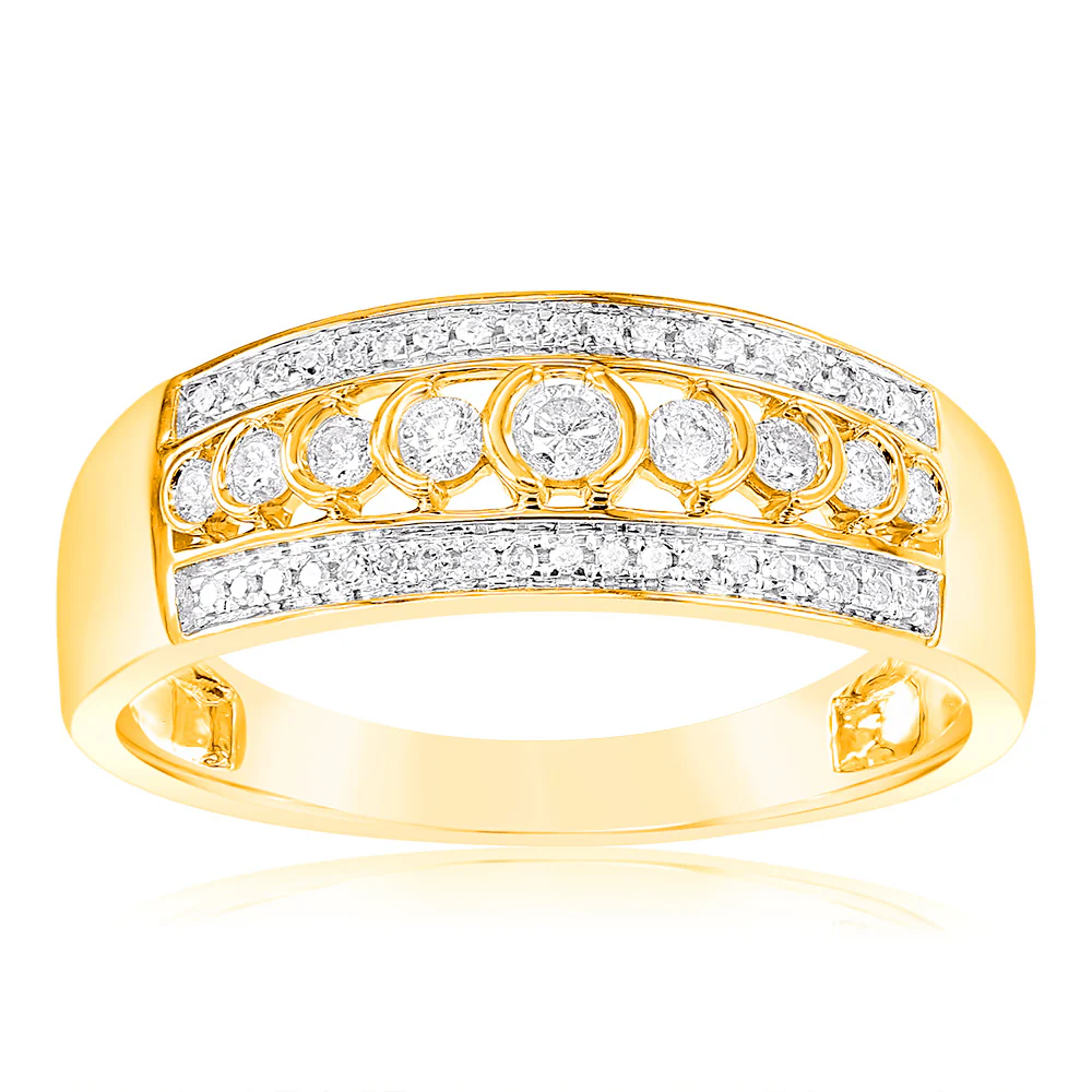 1/5 Carat Diamond Dress Ring in 9ct Yellow Gold