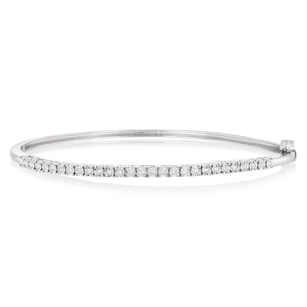 1/5 Carat Natural Diamond Bangle in Sterling Silver