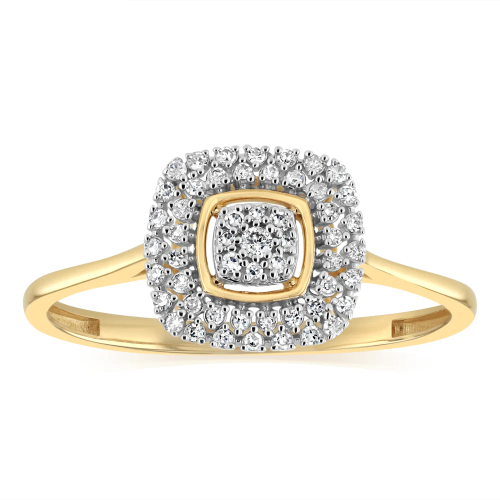 1/6 Carat Diamond Ring in 9ct Yellow Gold