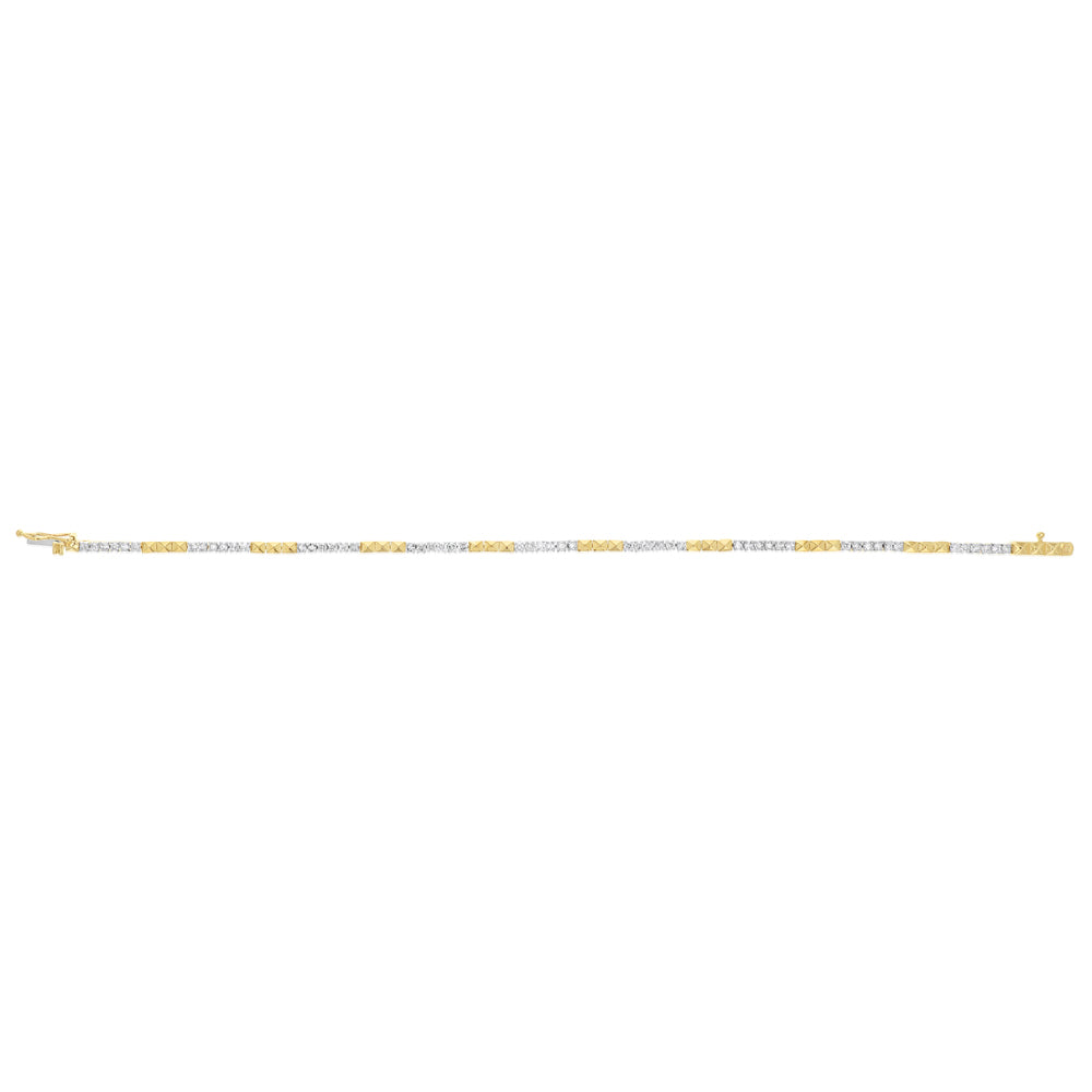 1 Carat Diamond Tennis 2 tone 17.5cm Bracelet  in 9ct Yellow Gold - Image 2