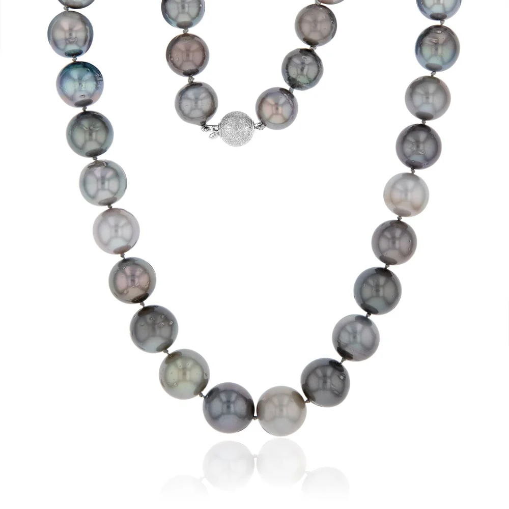 12-14.2mm Tahitian Pearl Multicolour Strand with 14ct White Gold Stardust Ball Clasp