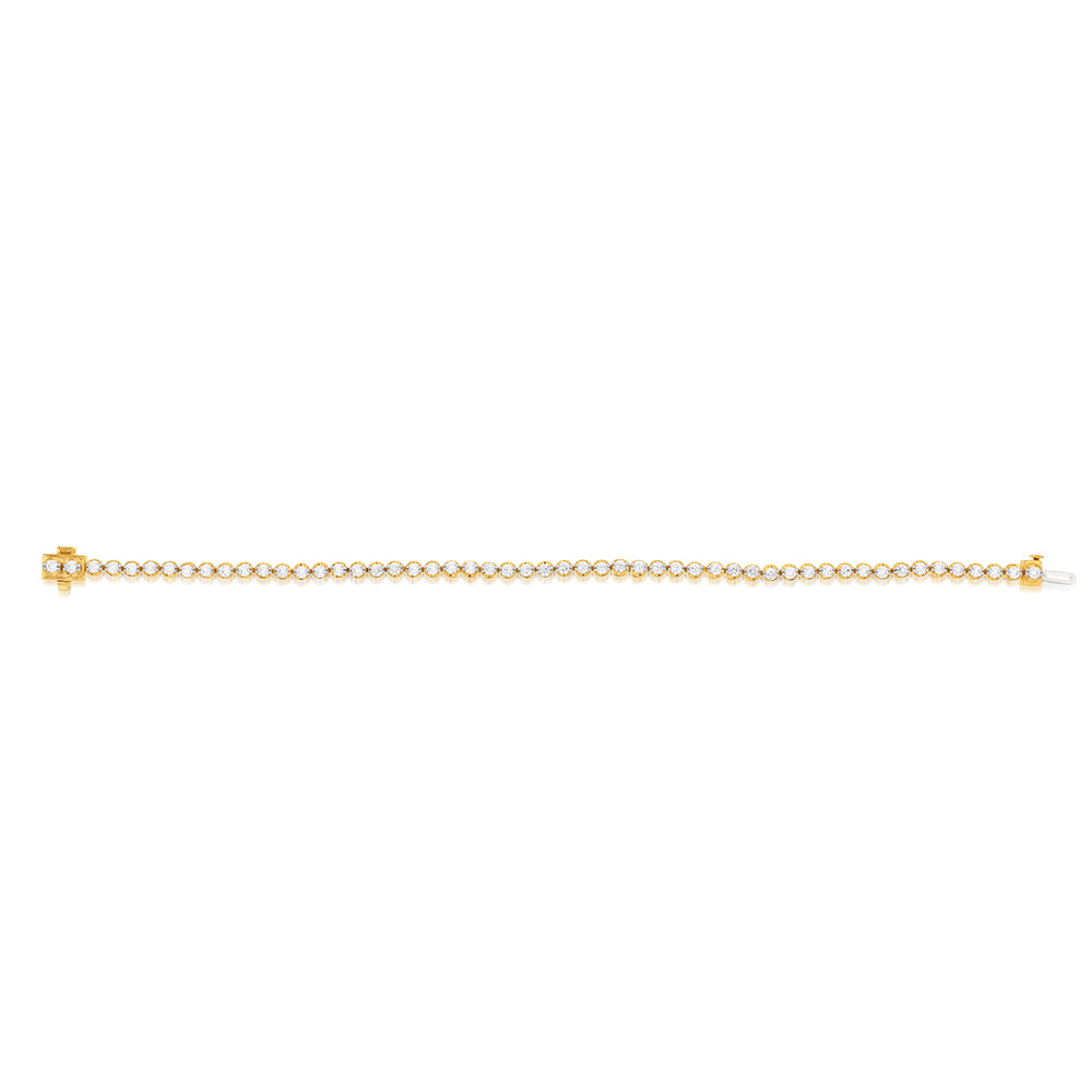 14ct Yellow Gold 2 Carats Diamond Tennis Bracelet With 51 Brilliant Diamonds 18cm - Image 2