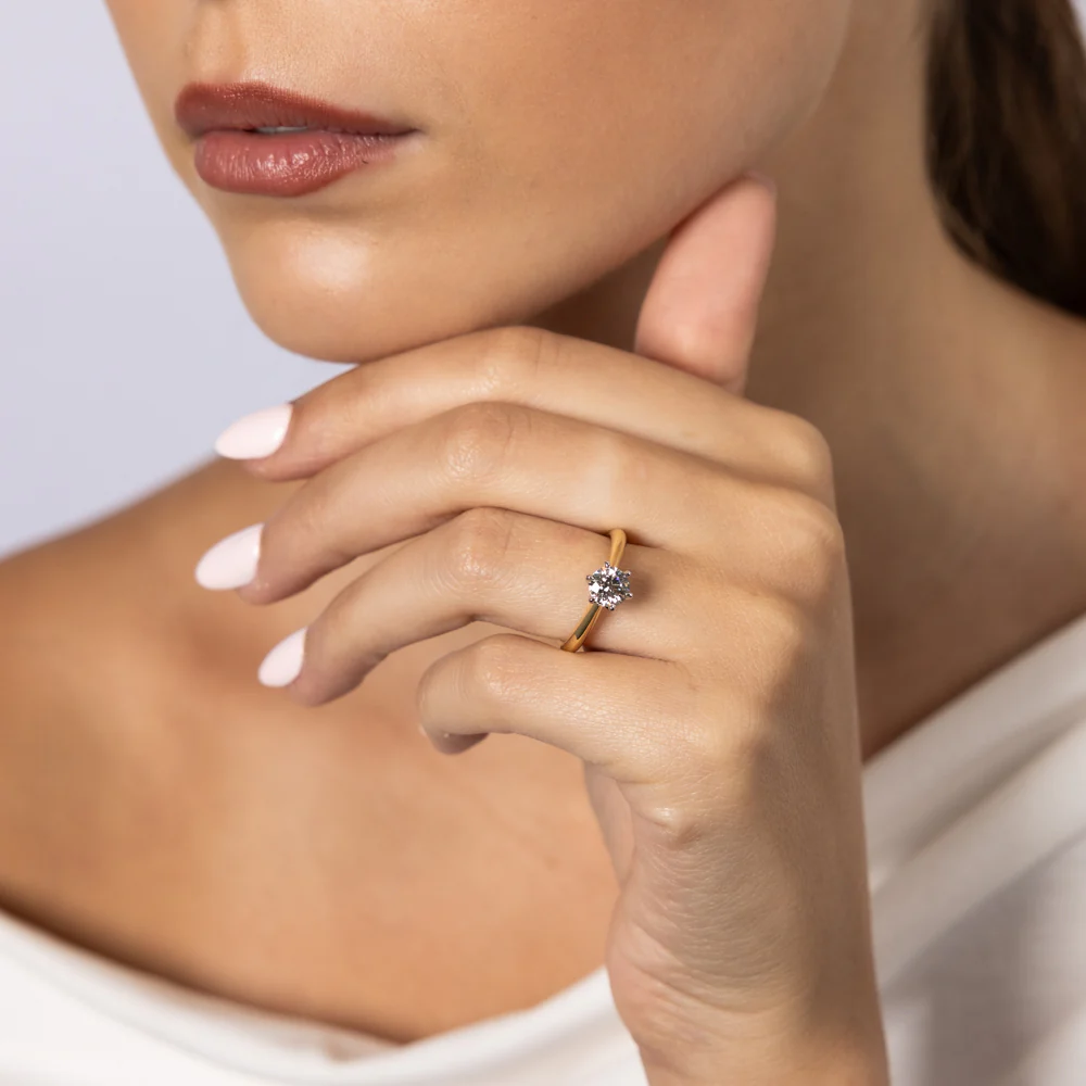 18ct Yellow Gold 0.80 Carat Diamond Solitaire Ring with 6 Claw Knife Edge Setting - Image 3