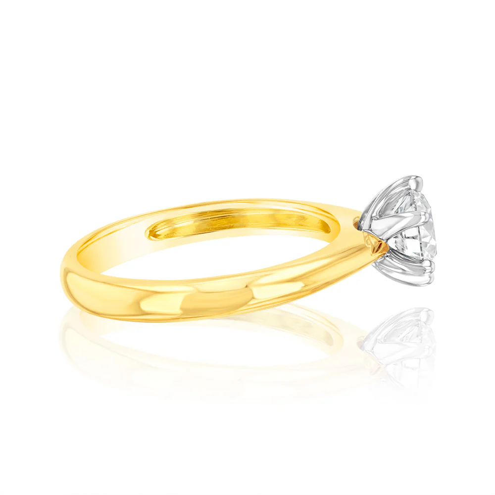 18ct Yellow Gold 0.80 Carat Diamond Solitaire Ring with 6 Claw Knife Edge Setting - Image 2