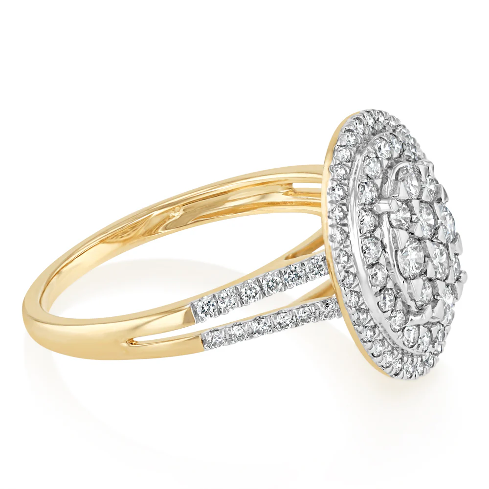 3/4 Carat Diamond Oval Shaped Ring in 9ct Yellow Gold - Image 2