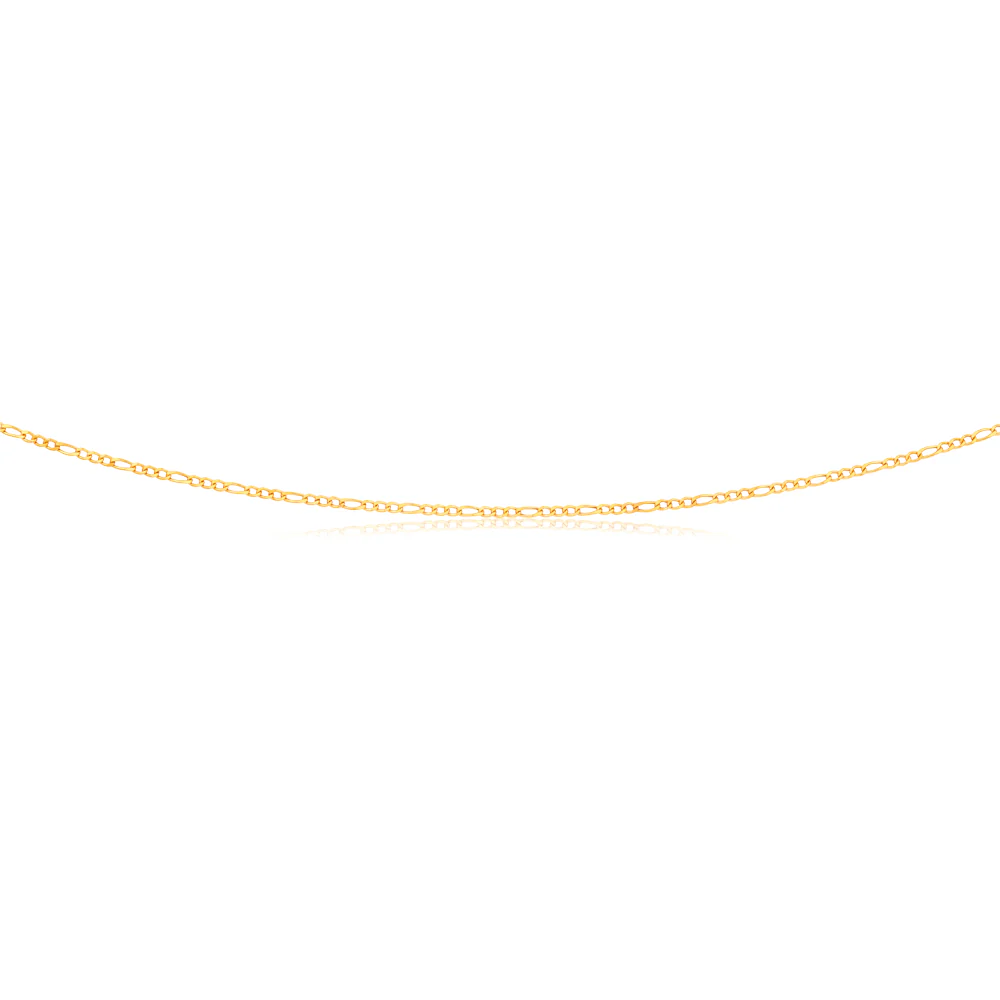 9ct Figaro 3:1 Yellow Gold 50cm 40Gauge Chain - Image 2
