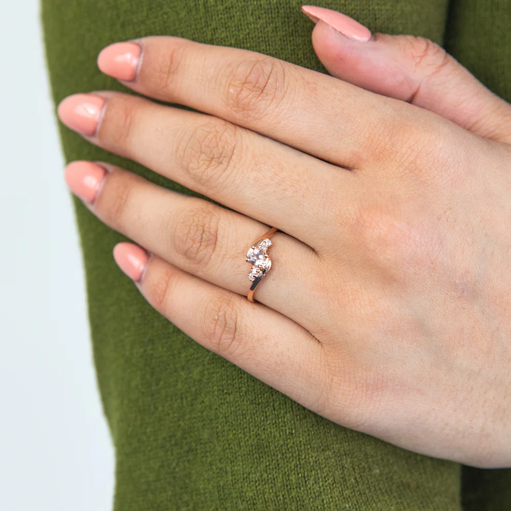 9ct Rose Gold Morganite and Zirconia Oval Ring   *Resize 1-2 Sizes - Image 3
