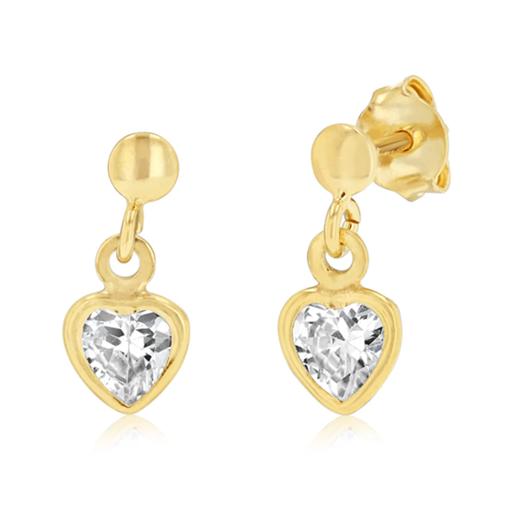 9ct Silverfilled Heart Shape Drop Earrings