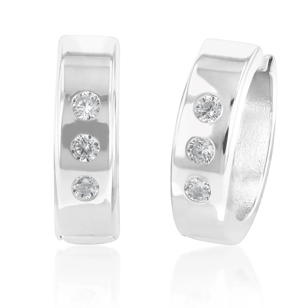 9ct Silverfilled White Gold Cubic Zirconia 10mm Hoop Earrings