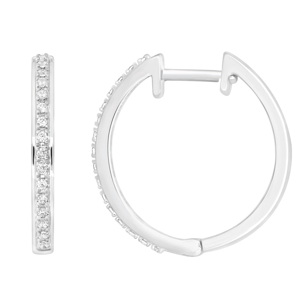 9ct White Gold 1/10 Carat Diamond Huggie Earrings