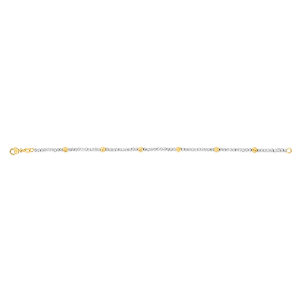 9ct Yellow And White Two Tone Gold Fancy Beads Two Tone Bracelet - Image 2