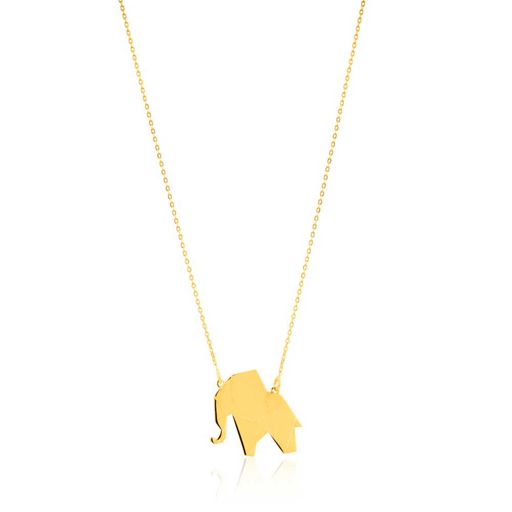 9ct Yellow Gold 45cm chain with Elephant Pendant