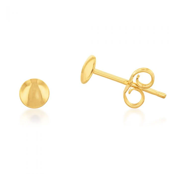 9ct Yellow Gold Dicut Round Stud Earrings