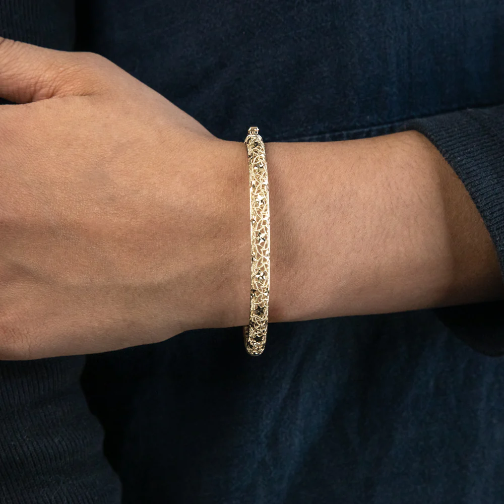9ct Yellow Gold Fancy Mesh 65mm Bangle - Image 2