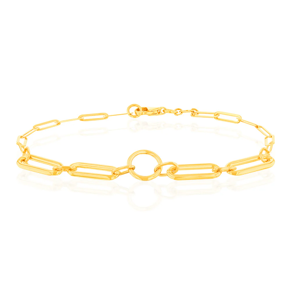 9ct Yellow Gold Graduating Paperclip link 19.1cm Bracelet