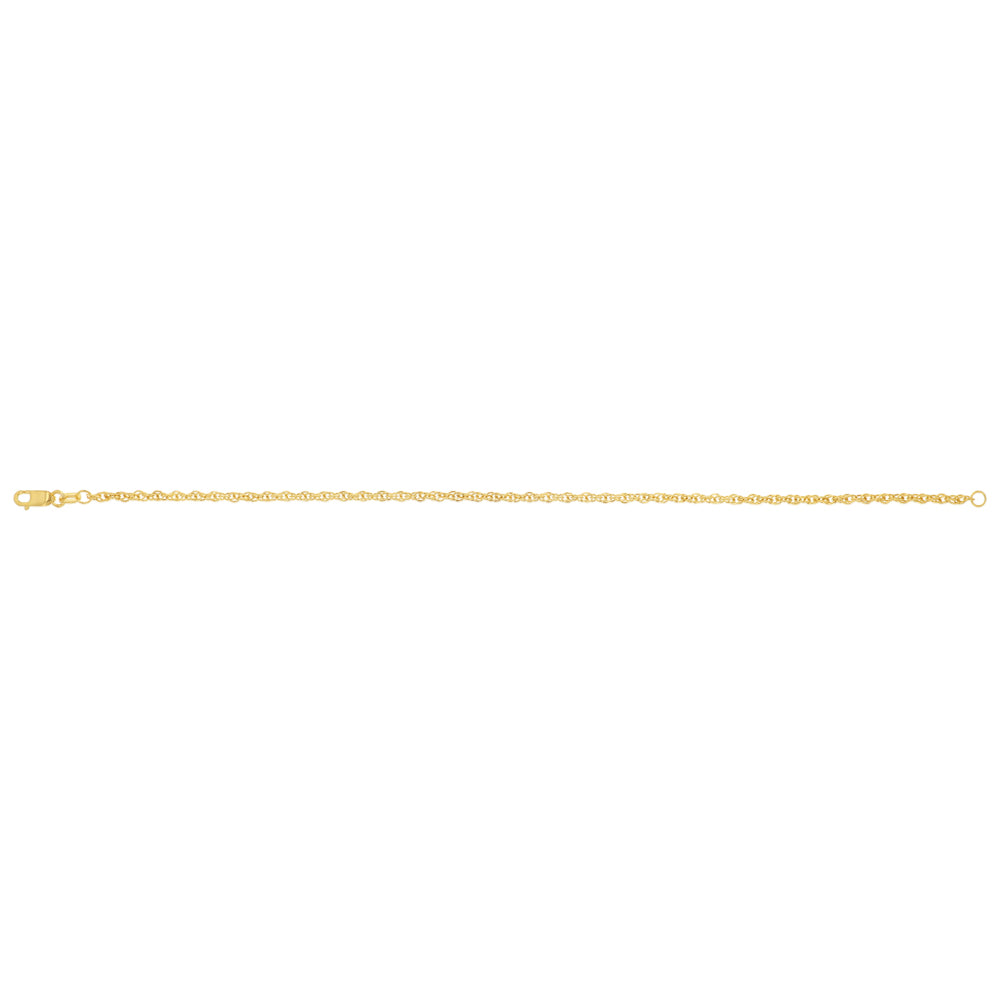 9ct Yellow Gold Hollow 42 Gauge Double Rope 19cm Bracelet - Image 2