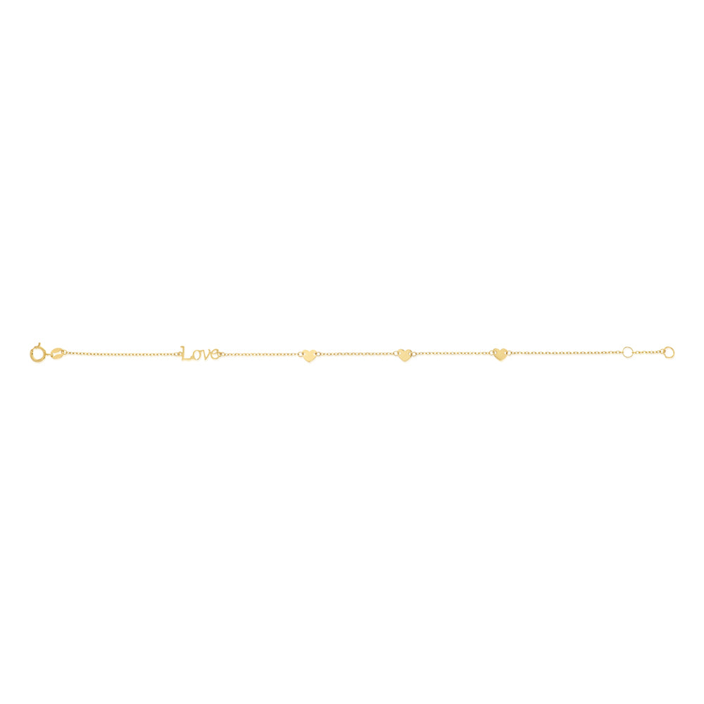 9ct Yellow Gold Love Heart 19cm Bracelet - Image 2