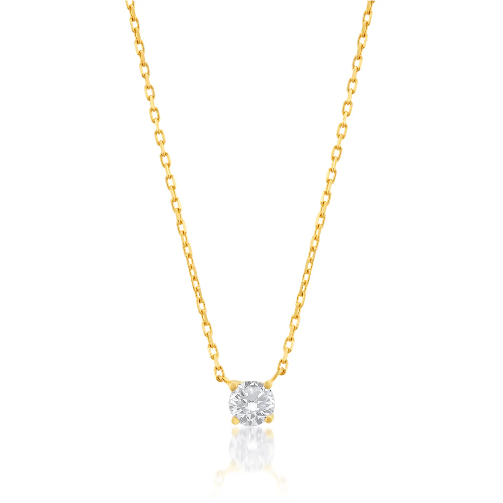 9ct Yellow Gold Necklace with Round Zirconia