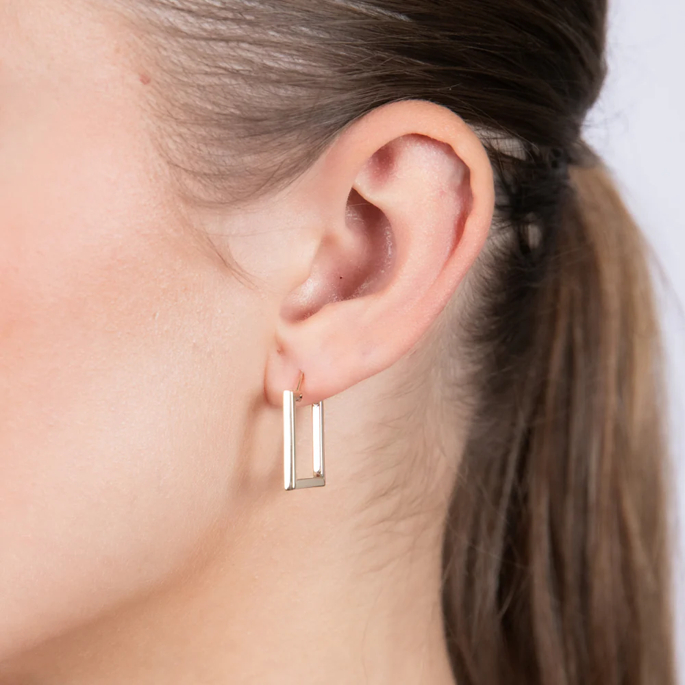 9ct Yellow Gold Polished Square Hoop Earrings - Image 2