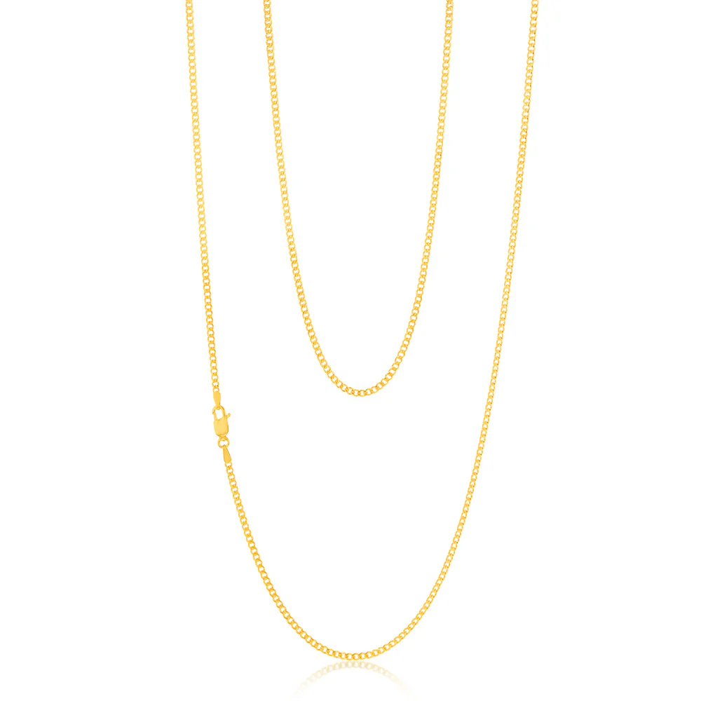 9ct Yellow Gold Silver Filled 60 Gauge Curb 80cm Chain