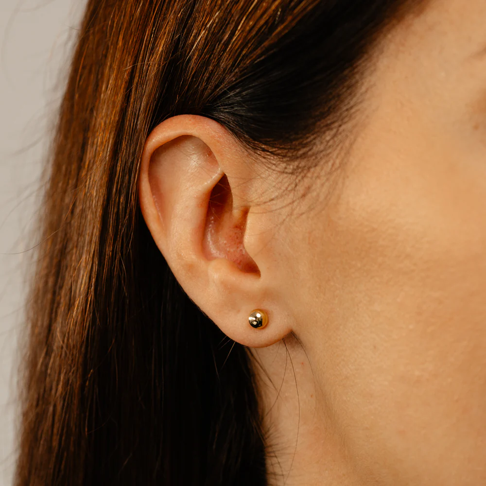 9ct Yellow Gold Silver Filled Ball 5mm Stud Earrings - Image 2