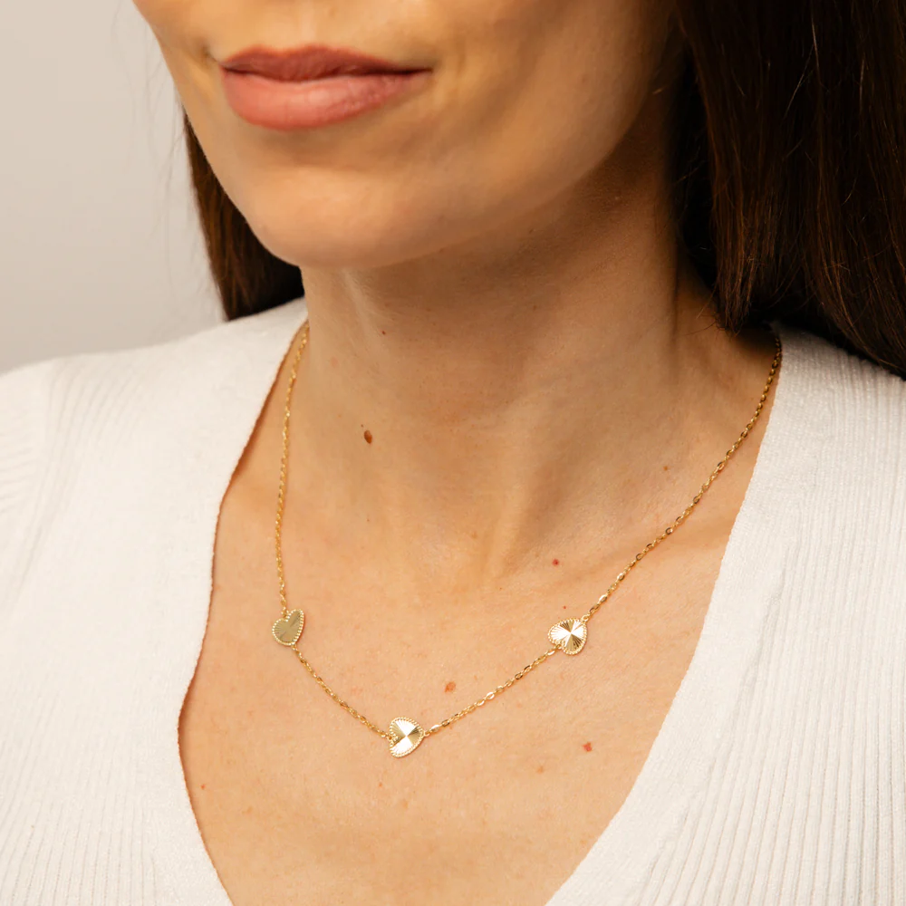 9ct Yellow Gold Silver Filled Heart 45cm Necklace - Image 3