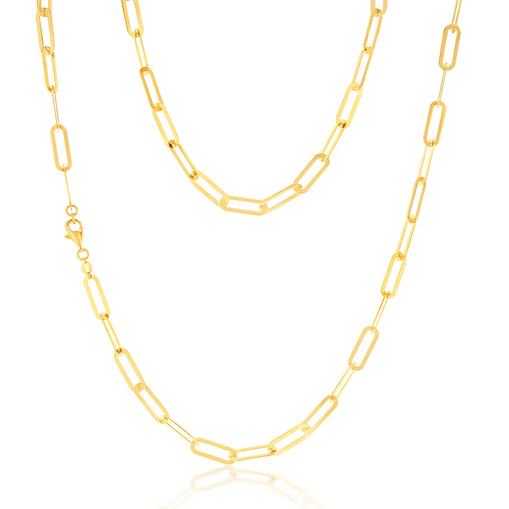 9ct Yellow Gold Silver Filled Paperclip 60cm Chain