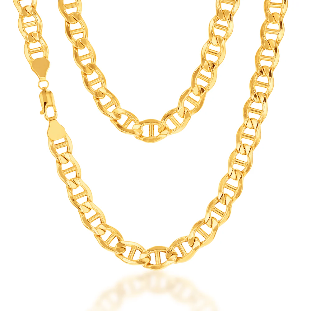 9ct Yellow Gold Silverfilled Anchor 55cm Chain