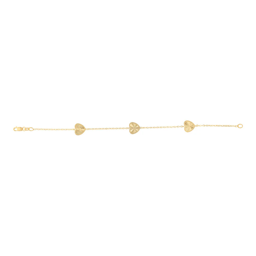 9ct Yellow Gold Silverfilled Heart 19cm Bracelet - Image 2