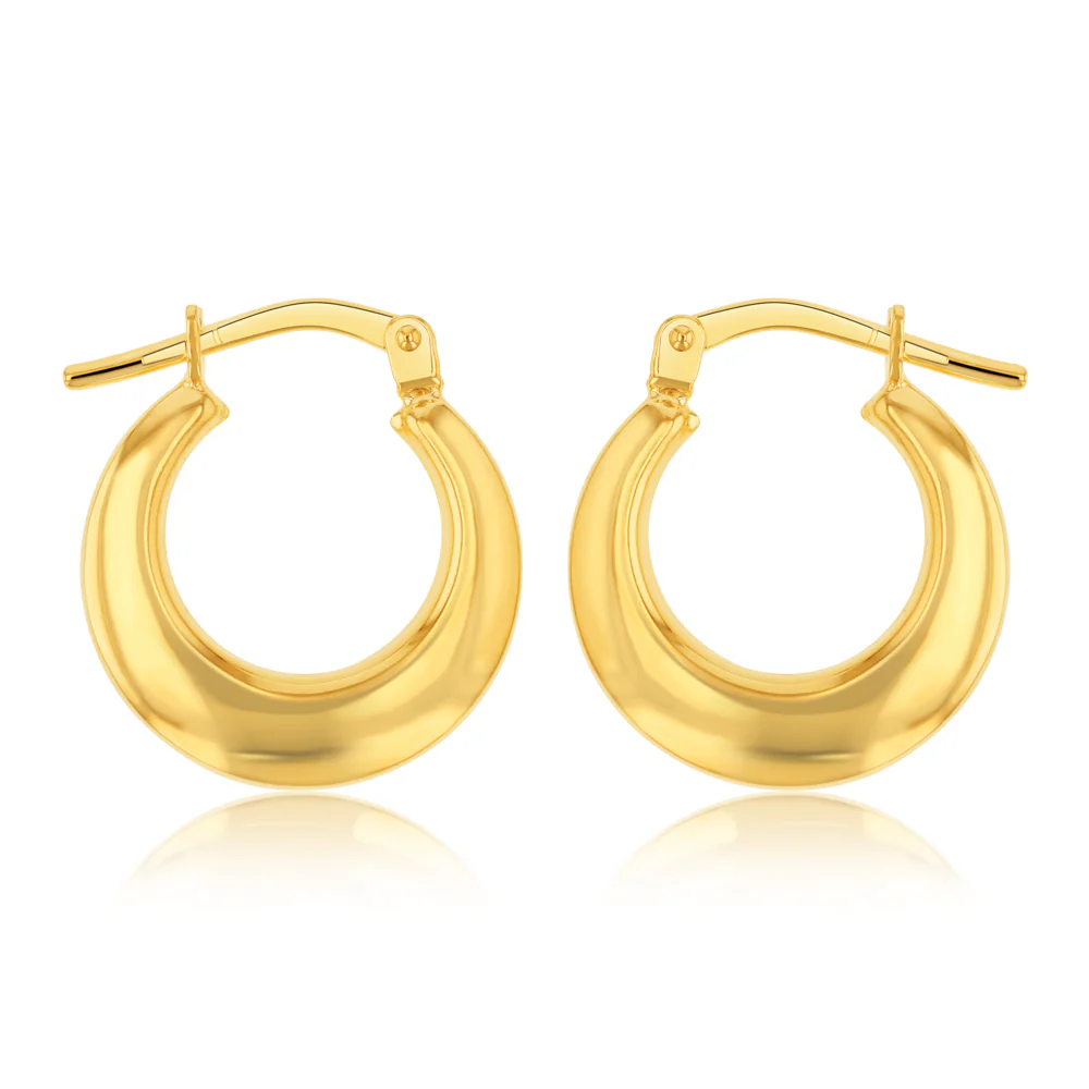 9ct Yellow Gold Silverfilled Polished Creole Hoop Earrings