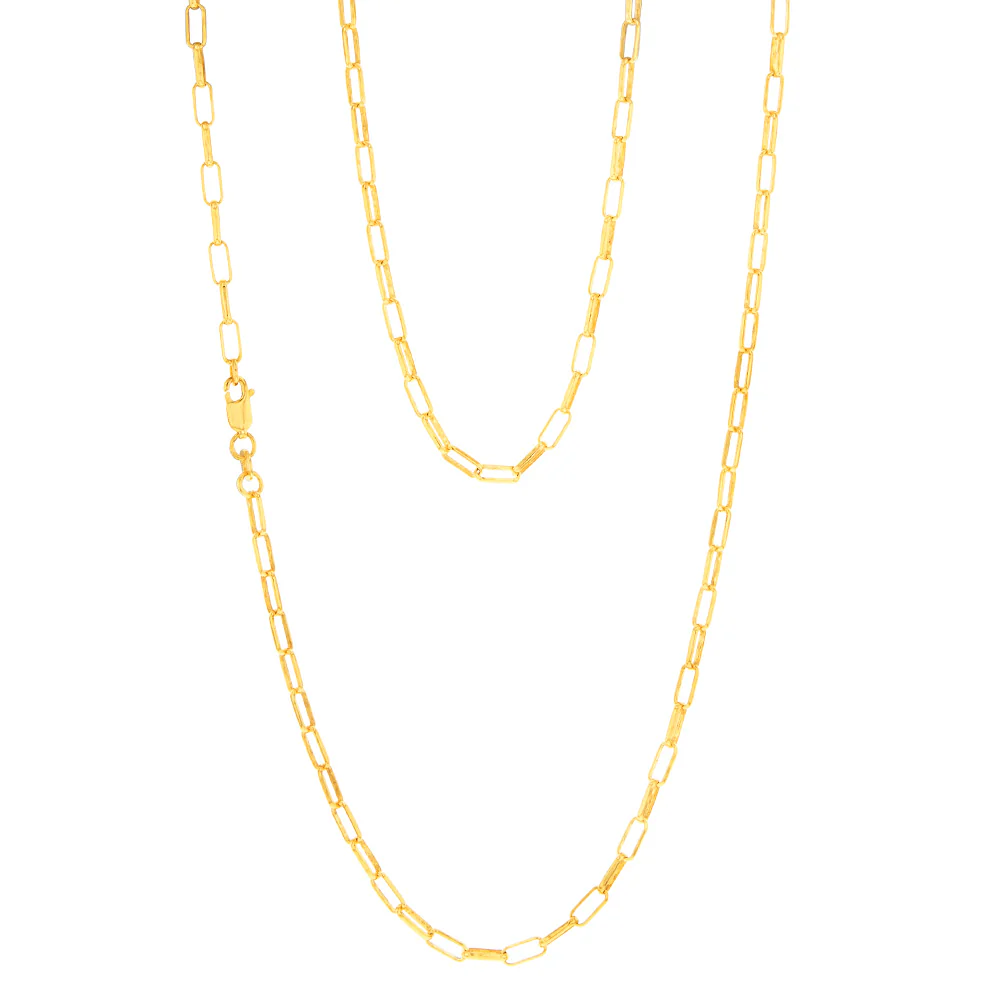 9ct Yellow Gold Silverfilled Small Paperclip 70cm Chain