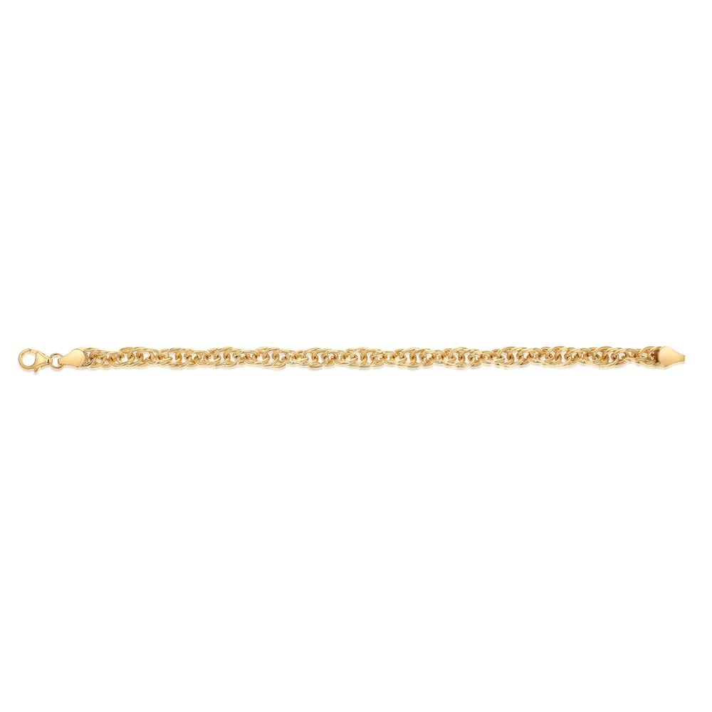 9ct Yellow Gold Silverfilled Twist Rope 120 Gauge 19cm Bracelet - Image 2