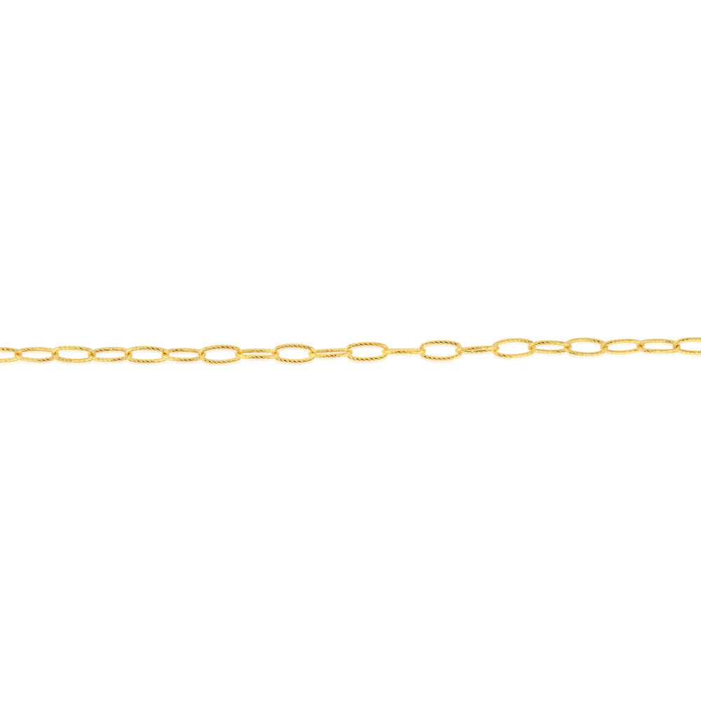 9ct Yellow Gold Textured Paperclip 19cm Bracelet - Image 3