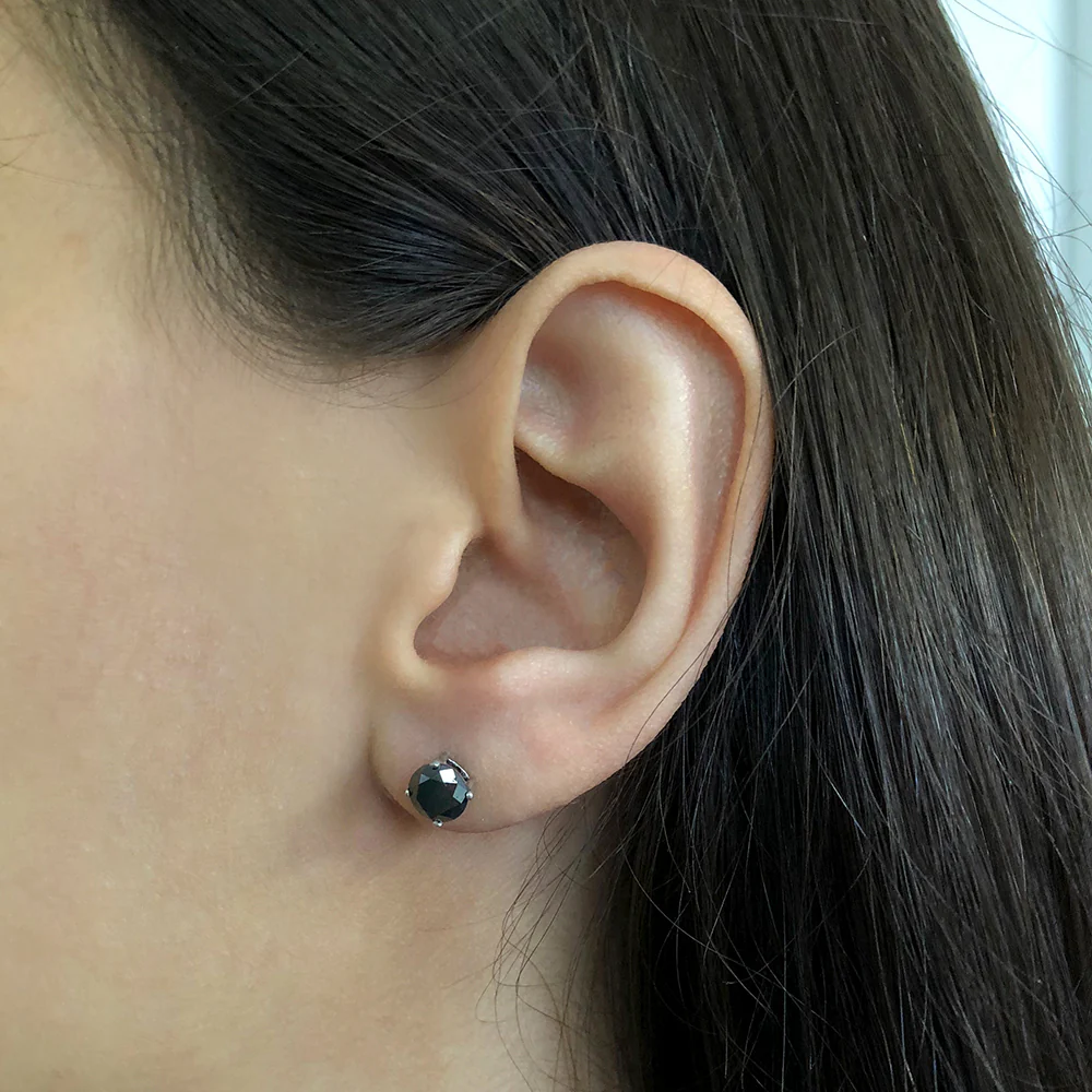 Black Diamond Sterling Silver Diamond Stud Earrings (TW=1.5CT)