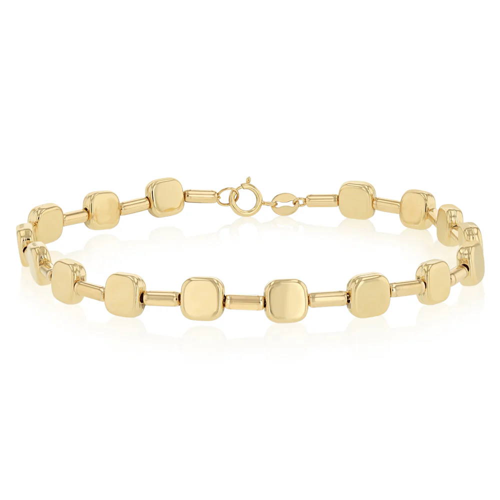 Box Style Fancy 19cm Bracelet in 9ct Yellow Gold
