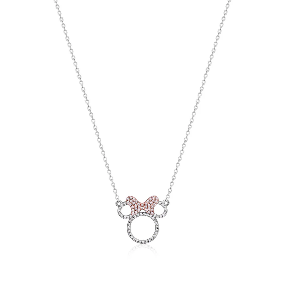 Couture Kingdom Disney Minnie Mouse Outline Cubic Zirconia Necklace