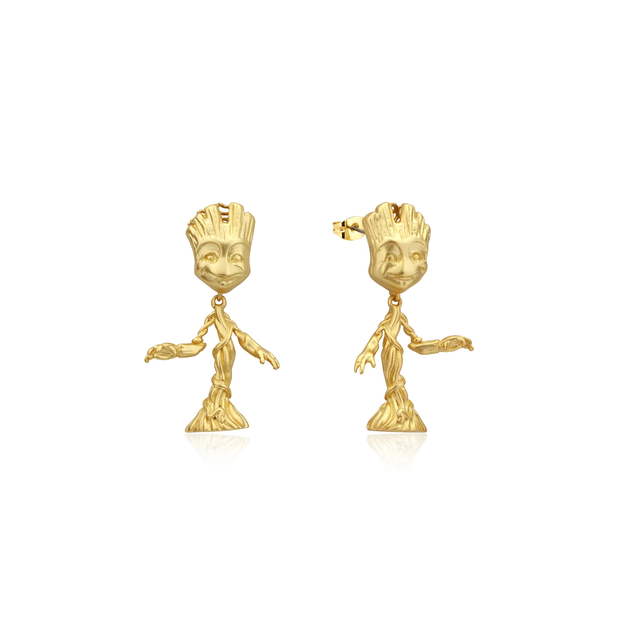 Couture Kingdom Disney Stainless Steel 14ct Gold Plated Guardians Of The Galaxy Groot Drop Earrings