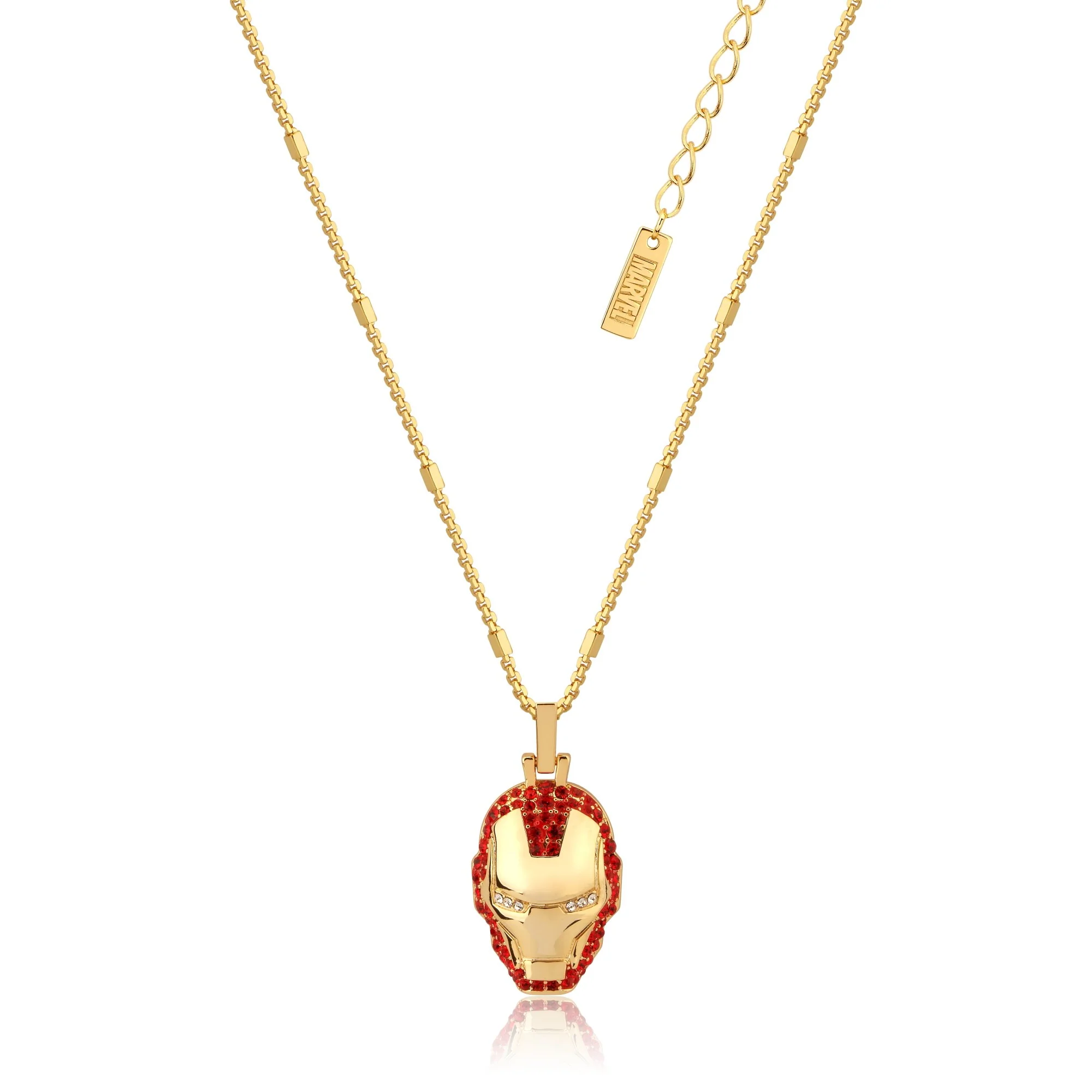 Couture Kingdom Disney Stainless Steel 14ct Yellow Gold Plated Iron Man Crystal Pendant On 45cm Chain