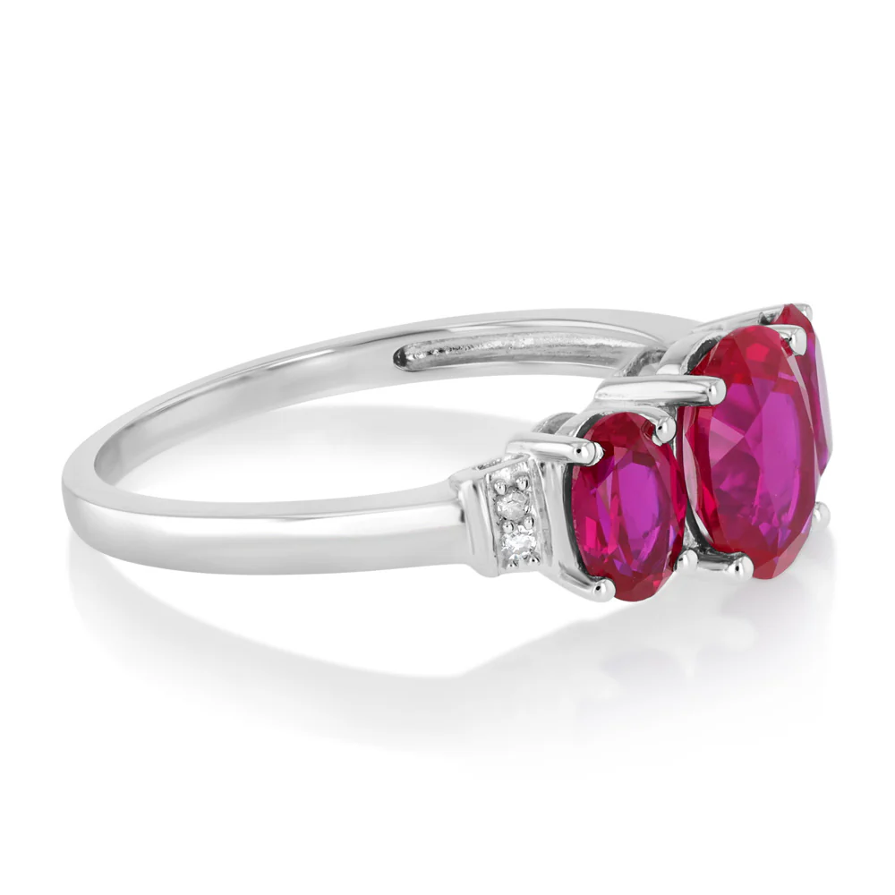Created Ruby and Diamond Ring in Sterling Silver - Image 2