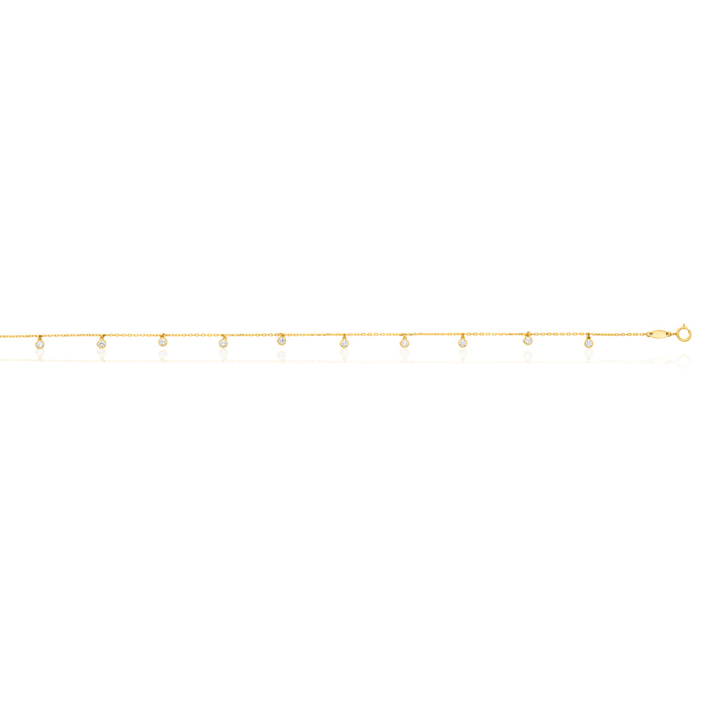 Cubic Zirconia 25cm Anklet in 9ct Yellow Gold - Image 2