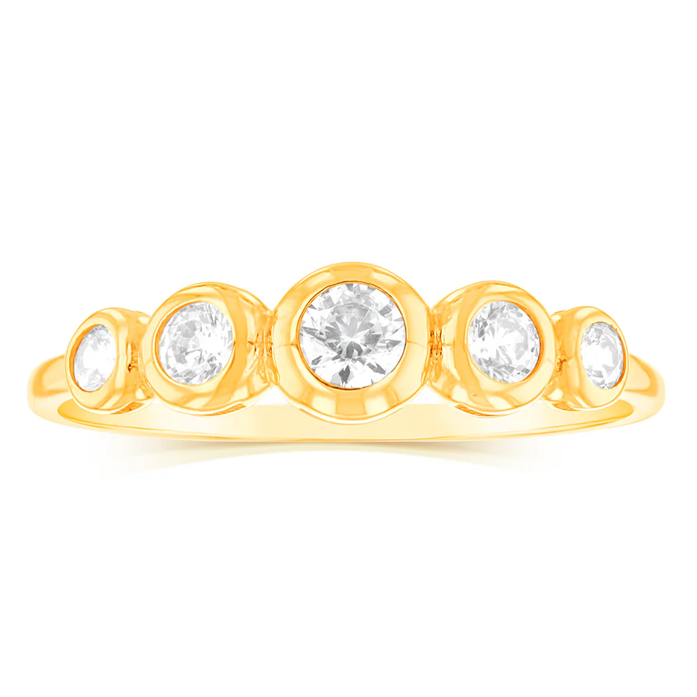 Cubic Zirconia Cocktail Ring in 9ct Yellow Gold