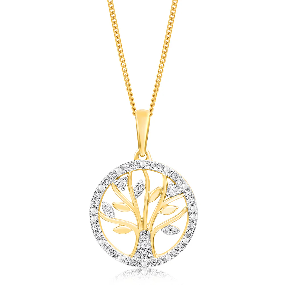 Diamond Tree of Life Pendant in 9ct Yellow Gold