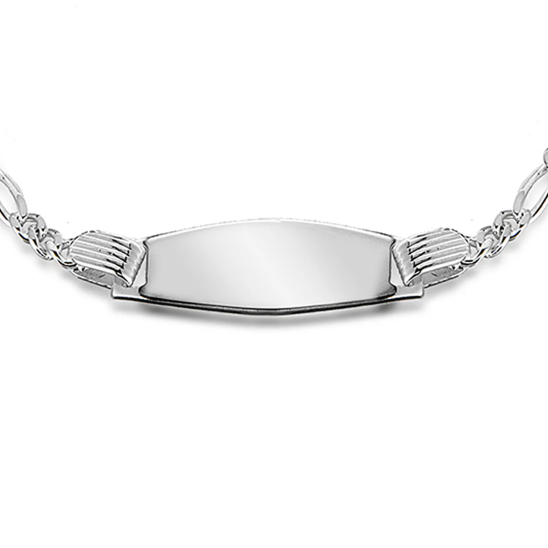 Engravable Baby ID Figaro 15cm Bracelet in Sterling Silver - Image 2